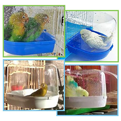 PINVNBY Parrot Bath Box Bird Bathtub Parakeet Bathing Tube with Bird Perches Stand Paw Grinding Cage Accessories Ideal for Small Birds Lovebirds Canary Finches(3 PCS Random Color)