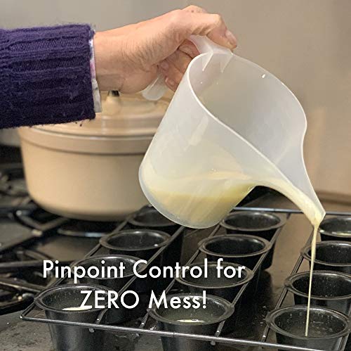 Fox Run Easy Pour Measuring Cup with Funnel Spout, 3.5, Clear Plastic | Mess Free Pouring | 3.5 Cup Capacity Measuring Cup With Long Spout | Easily Dispense Batter | Great For Watering Plants
