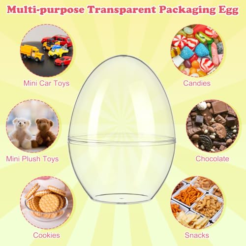 Kisangel 4Pcs 4.7 Inches Large Clear Easter Eggs - Empty Fillable Plastic Eggs for Easter Party Basket Stuffer Wedding Baby Shower Christmas Decoration