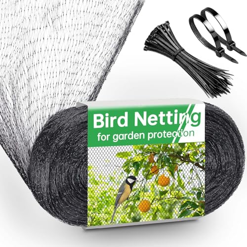 13x32FT Garden Bird Netting, Anti Bird Netting for Fruit Trees, 0.8" Mesh | Bird Netting for Garden, Netting for Garden Protection, Deer Netting, Deer Fence for Garden, 50 Cable Ties