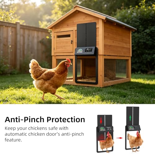 Automatic Chicken Coop Door Solar Powered, Automatic Chicken Door with Timer & Light Sensor, Aluminum Alloy Chicken Door with Multiple Modes