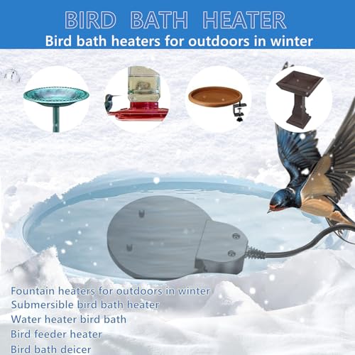500W De-icer Submersible Bird Bath Heater - Ideal for Livestock, Poultry, Horses, Cows, Birds, Chicken Waterers - Winter Use - Aluminum Cast for Efficiency