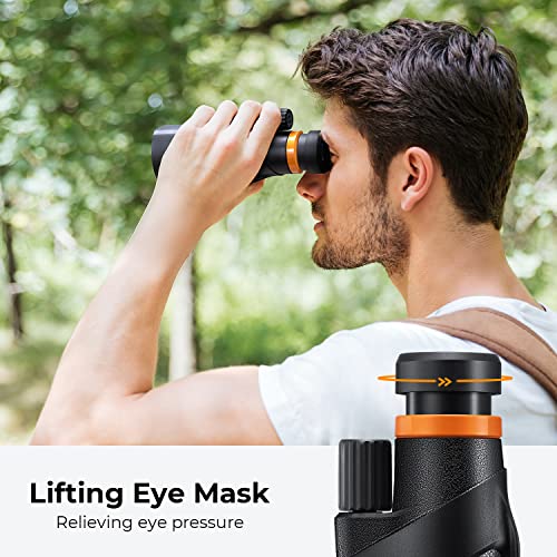 K&F Concept® 12X50 Monocular Telescope with Cleaning Cloth, FMC Lens & BAK4 Prism Telescopes for Adults, Sky Captain HD Monocular for Bird Watching Hunting Hiking Camping Travelling - size: 12*50-Black