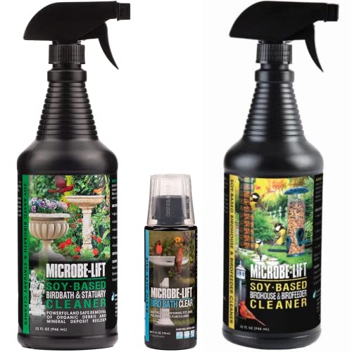MICROBE-LIFT Bird Bath Clear Two-in-One Water Cleaner and Surface Treatment for Outdoor Birdbaths and Fountains, Safe for Birds, Fish, and Frogs, Plus Soy-Based Cleaner Bundle - size: PLUS Soy-Based Cleaner Bundle