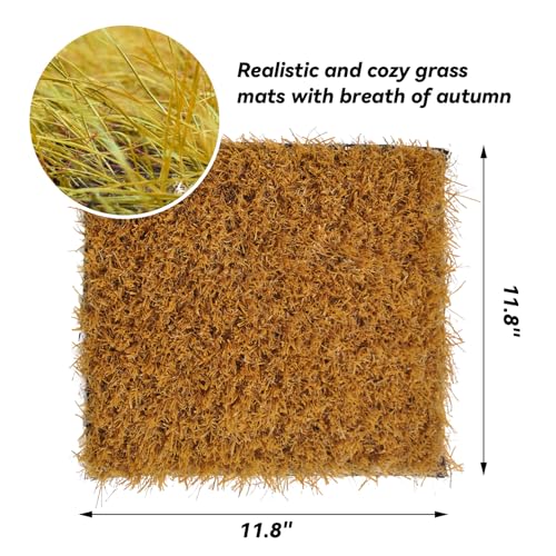4 PCS Washable Chicken Nesting Pads,11.8x11.8 Artificial Grass Turf Reusable Chickens Nest Box Bedding Liners for Hen Coop Egg Duck Goose - color: Yellow