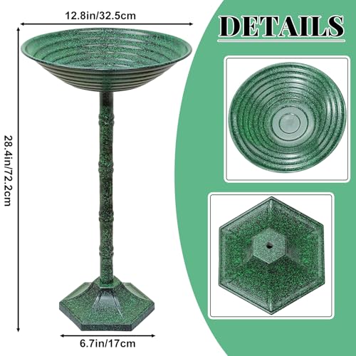 Bird Bath for Outside with Pedestal, Vintage Freestanding Garden Metal Birdbaths & Birdfeeder, Birdbaths Bowl Bird Baths for Outdoors Yard Garden Lawn Decor, Upgrade Dual-use Base (Dark Green) - color: Dark Green