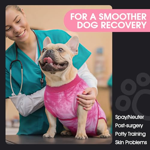 Dog Surgery Suit, Surgical Suit for Dogs, Dog Onesie for Surgery | Cone Collar Alternative, Abdominal Wound Protector, Anti Lick Suit, Soft Dog Bodysuit after Surgery Female Male, Rose Dye XS - color: Rose Tie Dye, size: Xs(back:8.3-11.4in,wt:4-7lbs)