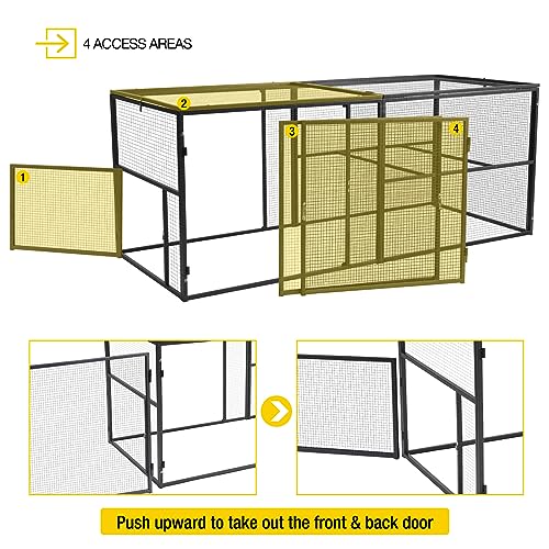 Aivituvin 71in Chicken Coop Run Extension Outdoor Rabbit Expansion Pen for Aivituvin Chicken Coop Hutch,Removable Doors for Easy Combination - color: Grey