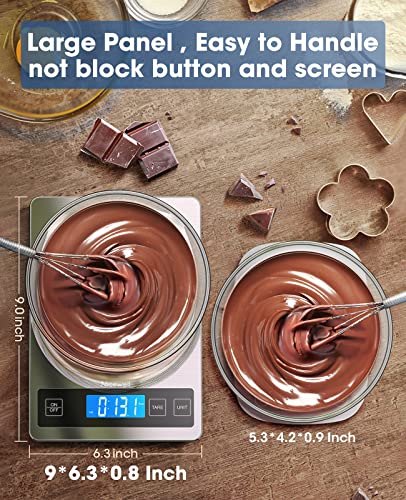 Food Scale 22lb Digital Kitchen Scale for Cooking Baking | 1g/0.1oz Precise Graduation, Backlit LCD, Tare Function, Weight Grams and oz, Easy Clean Stainless Steel and Tempered Glass - color: Silver