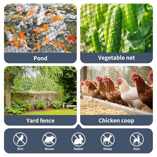 Garden Netting, 15ft x 50ft Black Bird Netting Heavy Duty,Rabbit,Squirrels,Anti Birds,Larger Bees,Deer,Chicken,Cardinals，Animal Fencing for Fruit Tree & Vegetable Garden - size: 15ft x 50ft