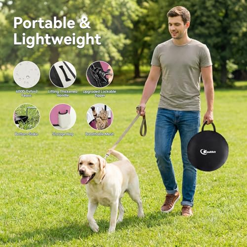 Siedihit 35" Dog Playpen,Cat Puppy Pen, Pet Portable Crate Indoor Outdoor | Durable Travel Camping Use,Foldable Dog Kennel Tent Cage for Rabbit Small Animals with Carrying Case(Pink, Large) - color: Pink, size: Large