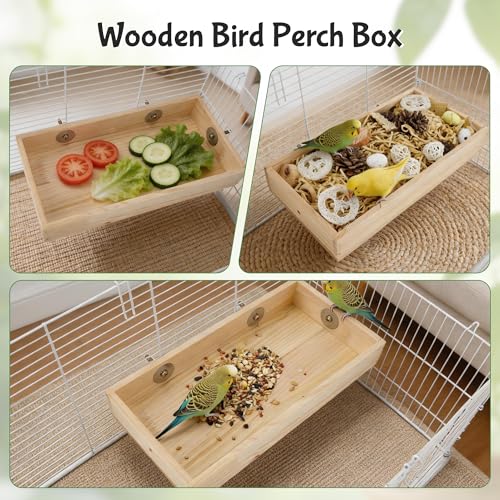 Bird Foraging Toys Box, Wooden Foraging for Bird,Wood Color, L | Wooden Foraging and Shredding Toy for Birds, Bird Box for Mental Stimulation - color: Wood Colour, size: Large