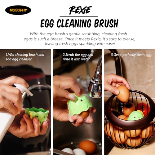 Silicone Egg Washer - Cute Dinosaur Egg Cleaner for Fresh Eggs, Fruits & Veggies, Ideal for Homesteaders, Backyard Chickens & Egg Collectors