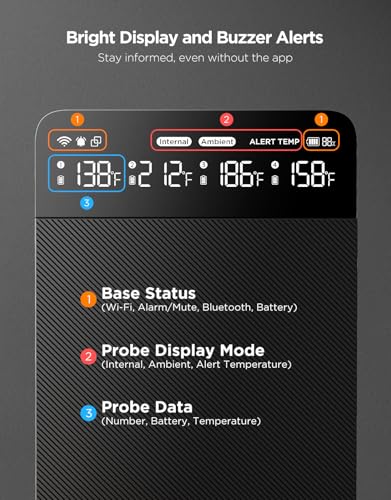 GoveeLife Smart Wireless Meat Thermometer Digital 4 Probes with App Alarm | Stable Bluetooth WiFi Transmission, IP68 Waterproof, Standalone Charge Magnetic Base, Grill Thermometer for BBQ, Smoker, Oven - style: 4 Probe