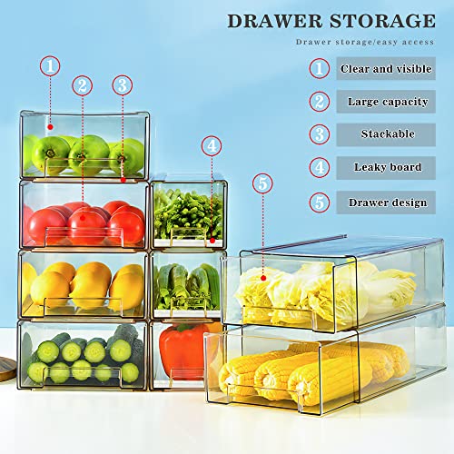 Mano 2Pack Clear Fridge Drawers Pull Out Stackable Refrigerator Drawer Organizer Bins Pantry Storage Box Plastic Food Containers for Kitchen Bathroom Office Closet (2pack-Large) - style: 2pack-L