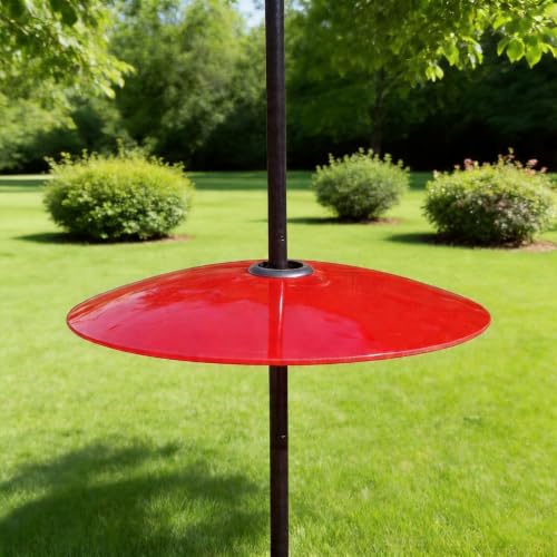 13" Large Glass Rain Cover for Bird Feeder, Red Weather Guard Dome Shield | Stainless Hooks & Shatterproof Squirrel Baffle, Dual Use on Shepherd Pole or Hook Hanging, Bird House Protector, Dia. 33cm - color: Red, size: 1PC/Pack