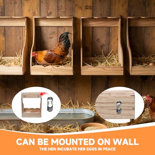 2 Pack Wooden Chicken Nesting Box for Laying Eggs, Hen Nesting Box Wall Mount for Chicken Coop, Versatile Use for Hens, Ducks, Chickens