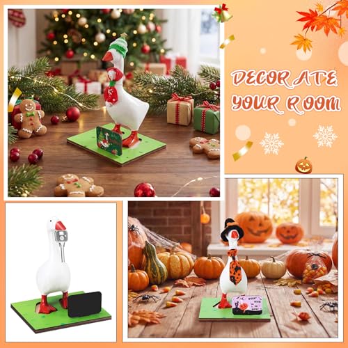 Relaxweex Magnetic Goose Key Holder Cute Resin Goose Statue with Mini Bow Tie Writable Interchangeable Signs Chalk for New Apartment Housewarming Gifts Office Table Desk Home Decor(Tie) - style: Tie