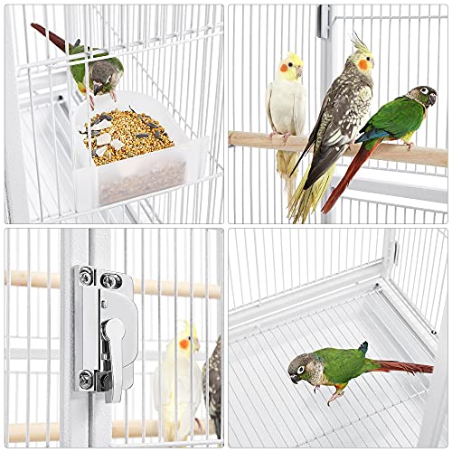 Yaheetech 54" Large Flight Bird Cage for Parrots Macaw Cockatiels Sun Parakeets Lovebird Green Cheek Conures African Grey Small Quaker Amazon Parrots with Rolling Stand, White - color: White