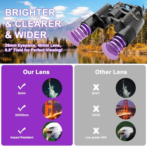 25x40 Binoculars for Adults High Powered with Compass, Compact HD Waterproof Binoculars for Bird Watching, Hunting, Concerts, Travel & Outdoor Adventures