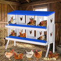 Chicken Nesting Box, 8 Compartment Galvanized Steel Chicken Laying Boxes, Heavy Duty Rustproof Chicken Coop with Easy Egg Collection for Backyard Farms - with Bracket Legs, Blue