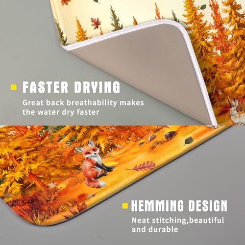 Autumn Drying Matt Kitchen Counter Small Absorbent Coffee Mat Fall Forest Microfiber Drying Mat for Holiday Decor - color: Autumn Forest Yellow, size: 18" x 16"