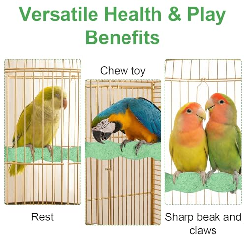 6PCS Bird Beak Grinding Stone Perch – Anti-Slip Resin Perch Stand for Beak & Claw Trimming, Chewing Toy for Parakeets, Budgies, Cockatiels, Conures