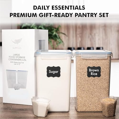 2 PC [7 Qt / 6.5L / 220 Oz] Large Food Storage Containers with Lids Airtight - BPA Free Clear Plastic Kitchen and Pantry Storage Containers for Cereal, Flour, Sugar, Rice - color: Clear - 2 Pack