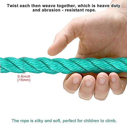 Climbing Cargo Net 49" x 77" Indoor Climbing Net, Outdoor Cargo Webbing Net Playground Climbing Net for Treehouse 100% Nylon Material Rope Ladder - color: Green - 49" X 77"