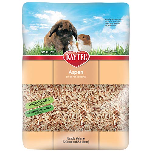 Kaytee Aspen Bedding for Small Animals, 52.4 Liter | Less mess. Aspen hamster bedding. 99.9% dust-free wood shavings, guinea pig bedding, no aromatic oils - size: 52.4 Liter