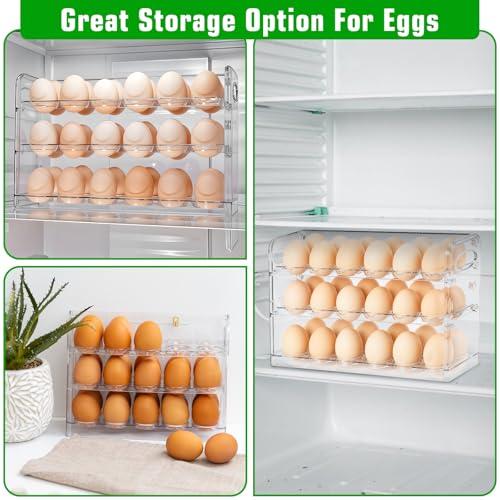 Clear Egg Holder for 36 Eggs, Egg Storage for Refrigerator, PET Egg Container for Kitchen Countertop, Egg Dispenser, Egg Tray