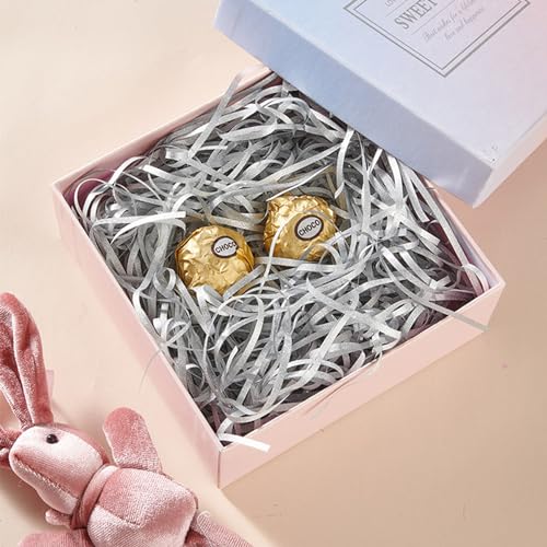PEVOGON Silver Easter Grass Bulk Glitter Filler Paper Shreds for Easter Basket Gift Packaging Filling Egg Stuffer Party Supplies - color: Silver