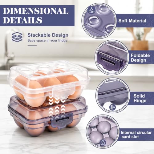 WRINGKIT 10 Pack 6 Count Egg Holder Camping, Clear Egg Storage Box with Lid | Portable Stackable Egg Carrier Containers Dispenser for Refrigerator, Travel, Kitchen, Picnic, Rv Trips, Eggs Protection Tray