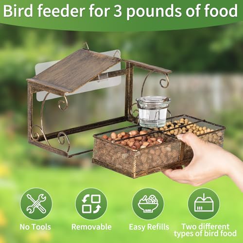 Window Bird Feeder for Outdoors | Glass Water Cup, Hook Chain Included, Attracts Wild Birds, Gift for Bird Lovers