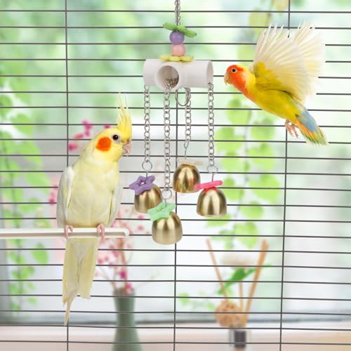 Wontee Bird Parrot Bells Toy with Sweet Sound for Parakeet Cockatiel, B | Durable metal, bite-resistant for chewers, sweet sound grabs bird attention, reduces boredom & stress, for budgie/conure - style: B (Bird Bell Toy)