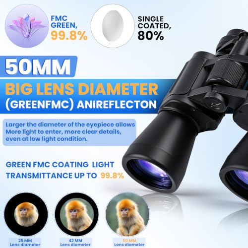 10-180x100 Zoom Binoculars for Adults, Day/Low Light Night Vision | High Powered Binoculars with BAK4 & FMC Lens, Waterproof Fogproof for Hunting Birdwatching Travel Sport Concert Gift for Men