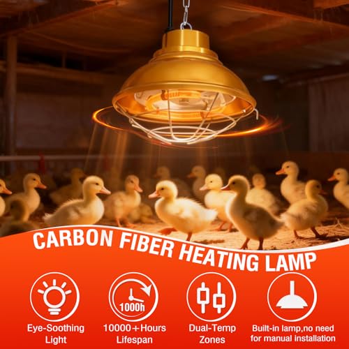 Chicken Heat Lamp 350W Chicken Coop Heater with Carbon Fiber Bulb Winter Hanging Heat Lamp for Chicks Brooder Pen, Duck, Pet House, Poultry, Greenhouse Plant (350 Watt)