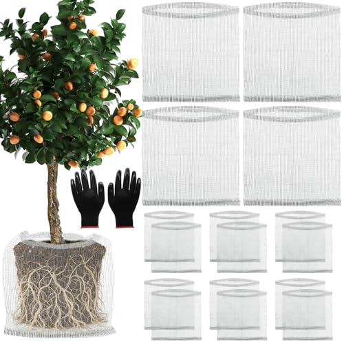 16 Pcs Gopher Baskets 15 Gallon Root Guard Proof Stainless Wire Steel Trap | 24" X 24" Mesh Cage with Gloves Root Protection for Gophers Moles Voles, Bulbs Tubers Trees Orchid Flowers Planting Baskets - size: 24"X24"-16 Pack