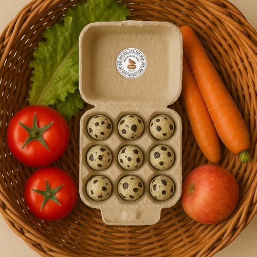 320 Pcs Quail Eggs Carton Labels, 2 Inch Round Fresh Quail Eggs Handling Stickers Waterproof PET Adhesive Quails Egg Packaging Sticker for Box Container Carton Farm Supplies - color: Quail Eggs
