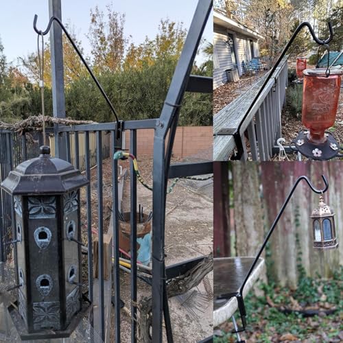 Short Deck Hook Bird Feeder Hanger Hook for Railing 13 Inch for Bird Feeders,Planters,Lanterns,Plants Flower Suet Baskets,Wind Chimes Holiday Decoration (4)（Lanterns Not Included