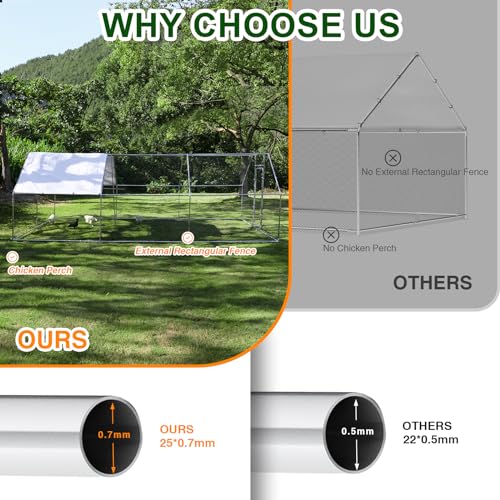 Chicken Coop Large Metal Chicken House/Pen with Climbing Frame for 15-20 Chickens, Outdoor Walk-in Poultry Cage Flat Shape for Ducks, Rabbits, Dogs Etc, 236" x 117.6" x 78.7" - 2 Box Set - size: 236.0"L x 118.1"W x 78.7"H
