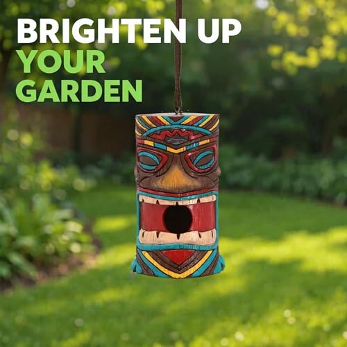 Spoontiques - Birdhouse - Garden Décor - Decorative Bird House for Yard and Garden Decoration - Hanging Novelty for Outdoor Patio - Tiki Birdhouse - color: Tiki