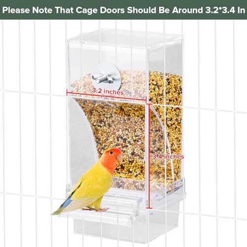 Lemtrflo No Mess Bird Feeder Water Dispenser, Parrot Cage Automatic Feeders | Automatic Feeding & Hydration, Parakeet Cage Accessories for Parrots, Cockatiels, Finches, Lovebirds & Budgies - color: Green