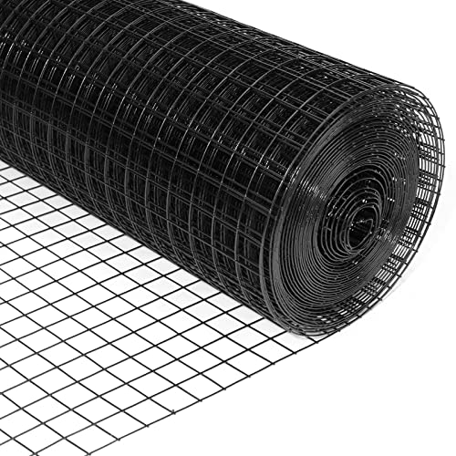 24'' x 50' 1/2inch Hardware Cloth 16 Gauge Black Vinyl Coated Welded Fence Mesh for Home and Garden Fence and Home Improvement Project - size: 24'' x 50'-16 Gauge
