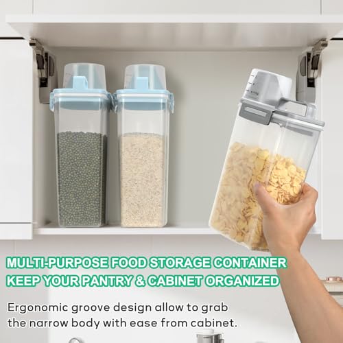 TBMax Rice Storage container 4 Lbs, Small Rice Dispenser with Measuring Cup, Cereal Containers Flour Bin, Kitchen Food Storage Container and Pantry Organizers, Pet Dog Cat Food Dispenser - color: Grey