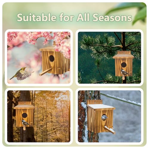 1 Pack Bird Houses for Outside,Wooden Wren Birdhouse with Detachable Perch,Finch Bluebird Houses Hanging Birdhouse for Outdoors - size: 1 Pack