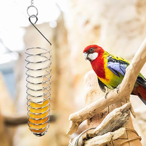 Stainless Steel Bird Food Holder, Parrot Foraging Toy, Hanging Basket, 9.84 in L, 7.87 in W, 82g Weight, Activity Clasp, Fits 12oz Bottle - color: Basket