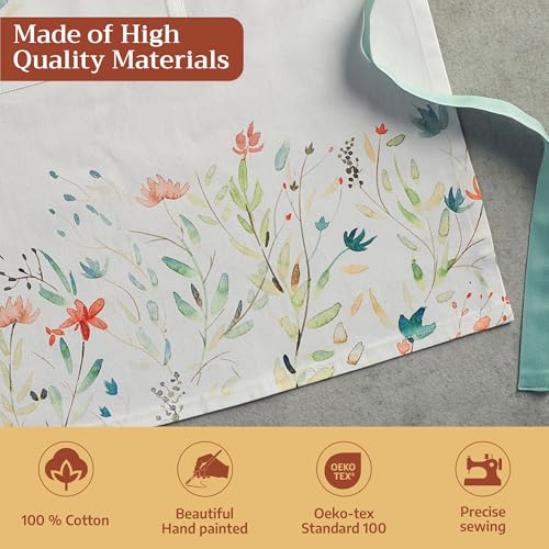Maison d' Hermine Aprons for women with Pocket 100% Cotton (27.50"x31.50") | Adjustable Neck Strap & long ties Apron Men Chef Wedding Cooking Gardening Server Maid - color: 001 - Colmar