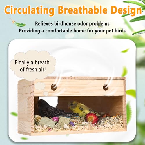 kathson Parakeet Nesting Box,Transparent Parrots Breeding Mating Boxes Nest House,Bird Cage Nesting Box for Cockatiel,Budgie,Lovebirds,Conure,Finch,Canary,M - size: M: 9.8*4.7*4.9 inches