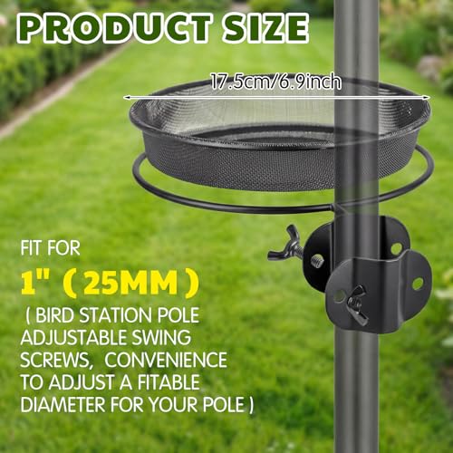 LemonRoad 2 Pack Bird Feeder Pole Accessories Heavy Duty Mesh Seed Trays with Rings for 1'' Poles Hummingbird Feeders Wild Bird Feeding Stations Outdoor Garden Backyard Decor(Not Include Pole)